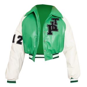 Pretty Little Thing Bomber Varsity Cropped Jacket